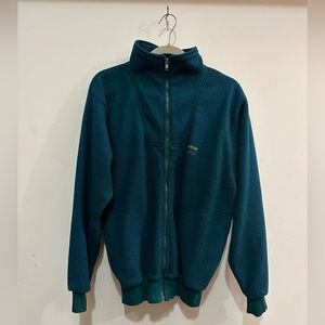 Vintage dark teal high collar zip up fleece